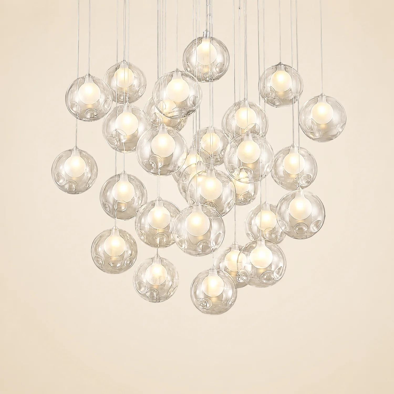 Multi-heads Glass Globe Cluster Stairway Light Pendant Light - Lumpaz