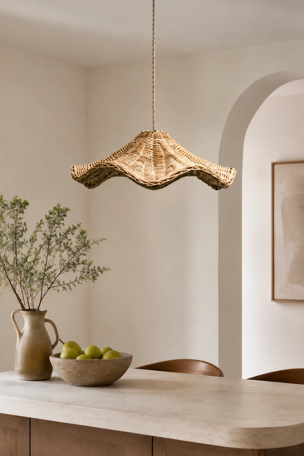 Boho Wicker Rattan Farmouse Pendant Light - Lumpaz