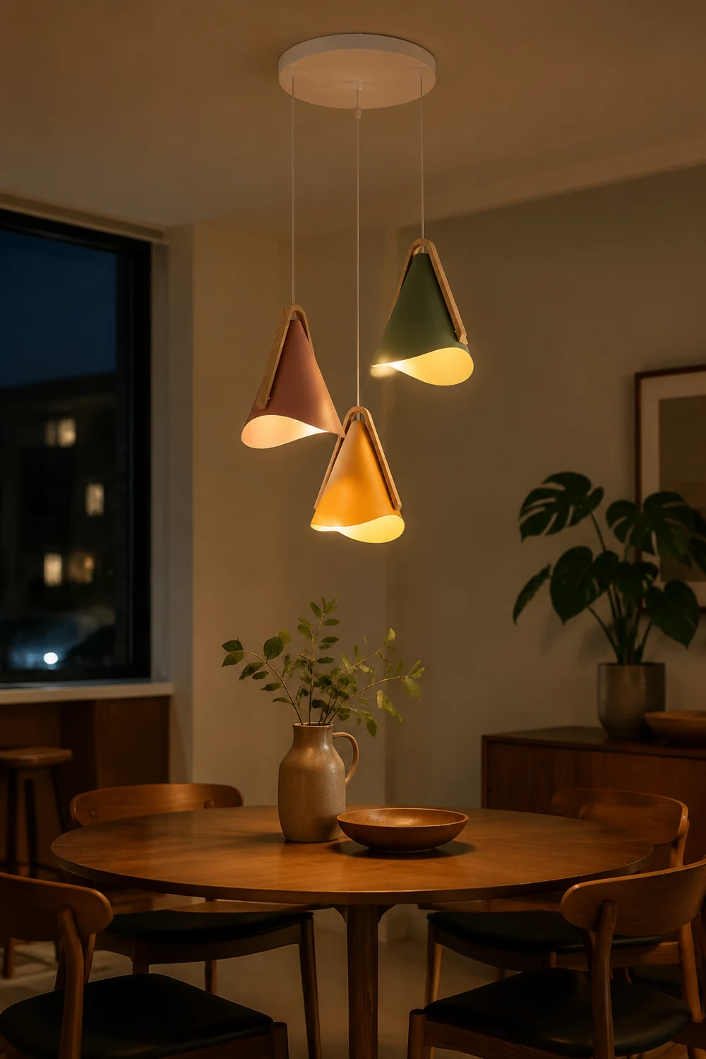 Morandi Cluster-Pendelleuchte 5 Farben, Holz&Metall - Lumpaz