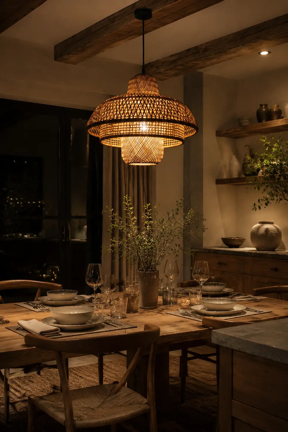 Modern Rattan Dome Latern Pendant Light For Living Room - Lumpaz