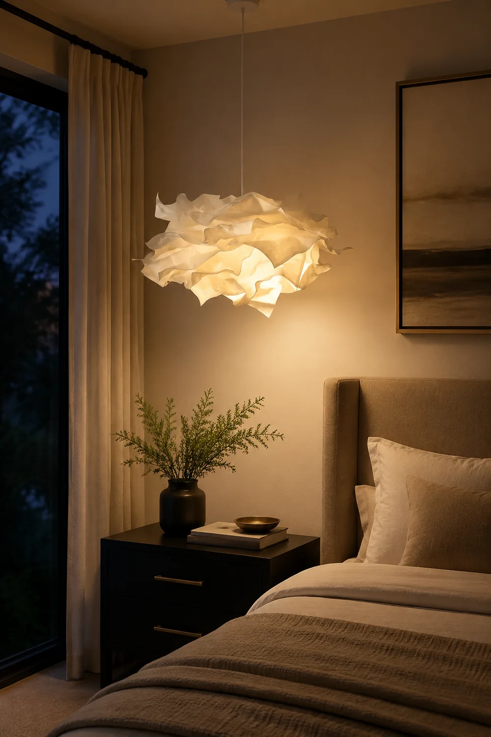 White Pendant Light Art Decor Hanging Lights For Bedroom - Lumpaz