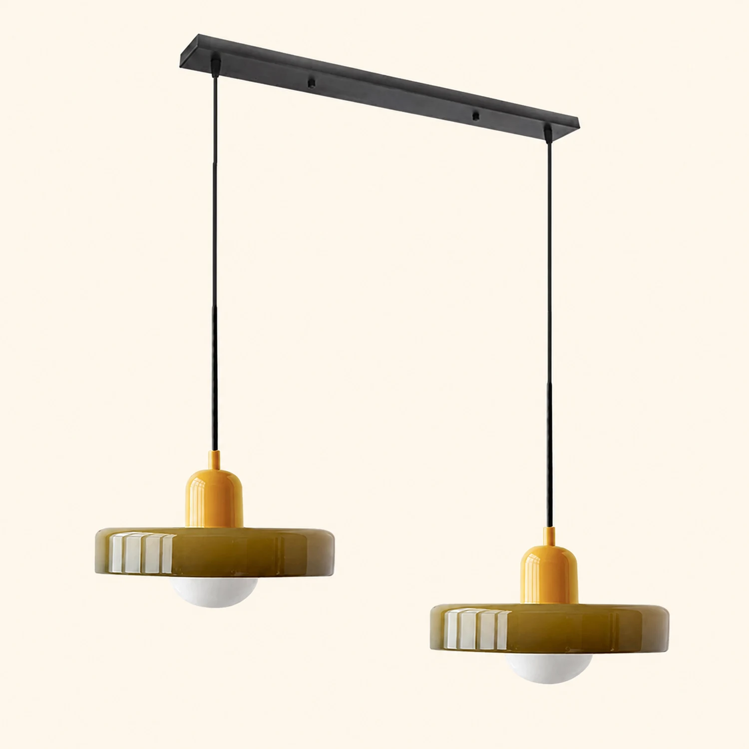 2 Heads Modern Bauhaus Glass Pendant Light - Lumpaz