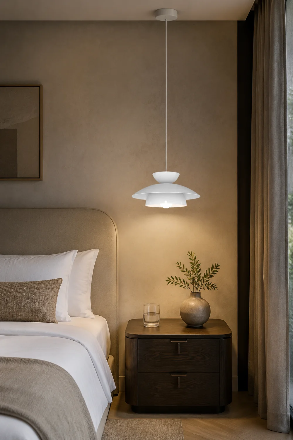 Modern Designer Style Round White Pendant Light - Lumpaz