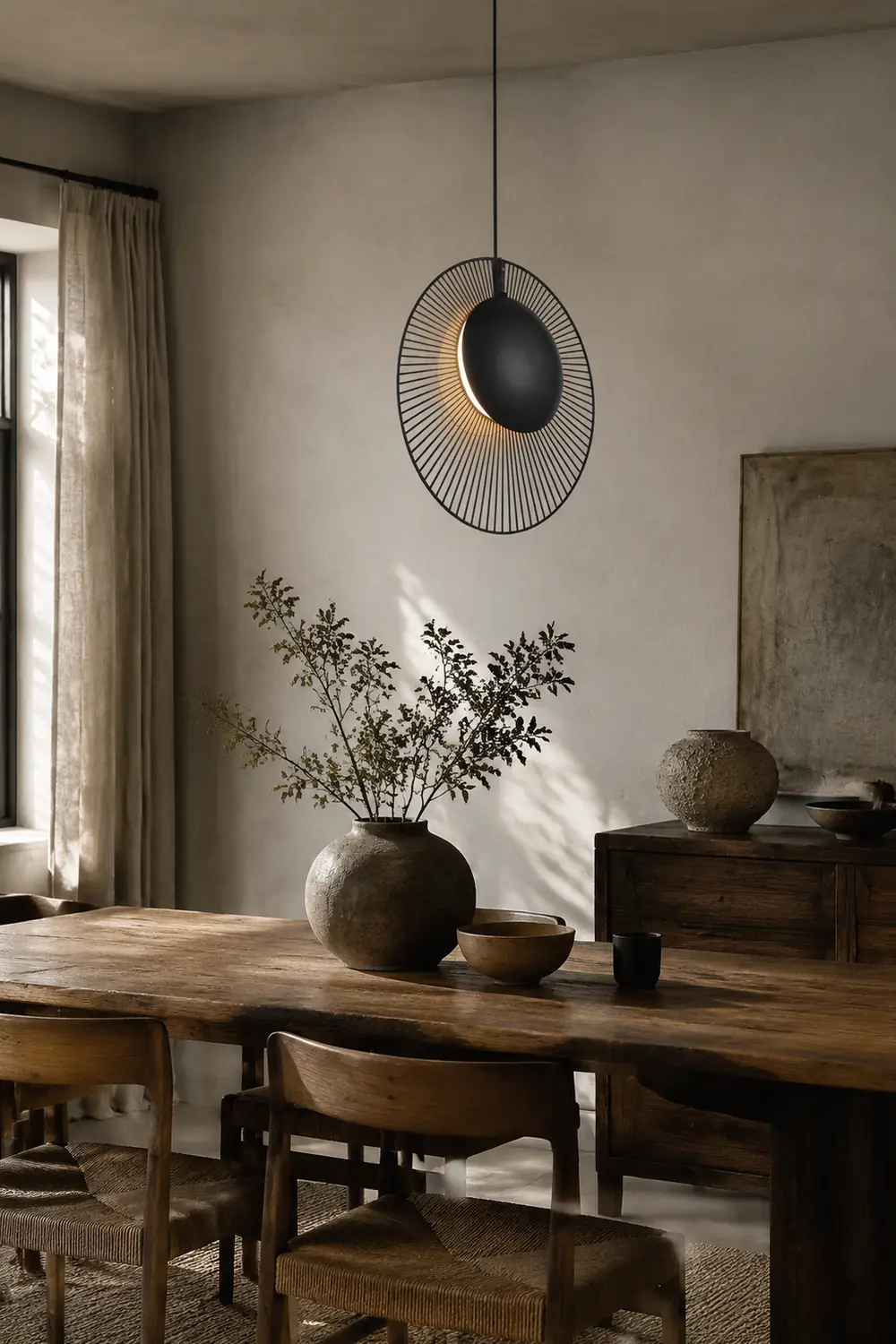 Minimalist Black Metal Pendant Light for Dining Room - Lumpaz