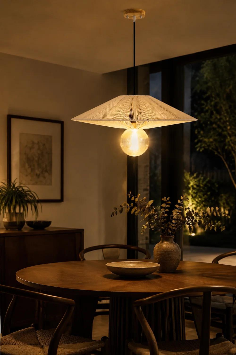 Vintage Hat Shape Rope Handmade Pendant Light For Living Room - Lumpaz