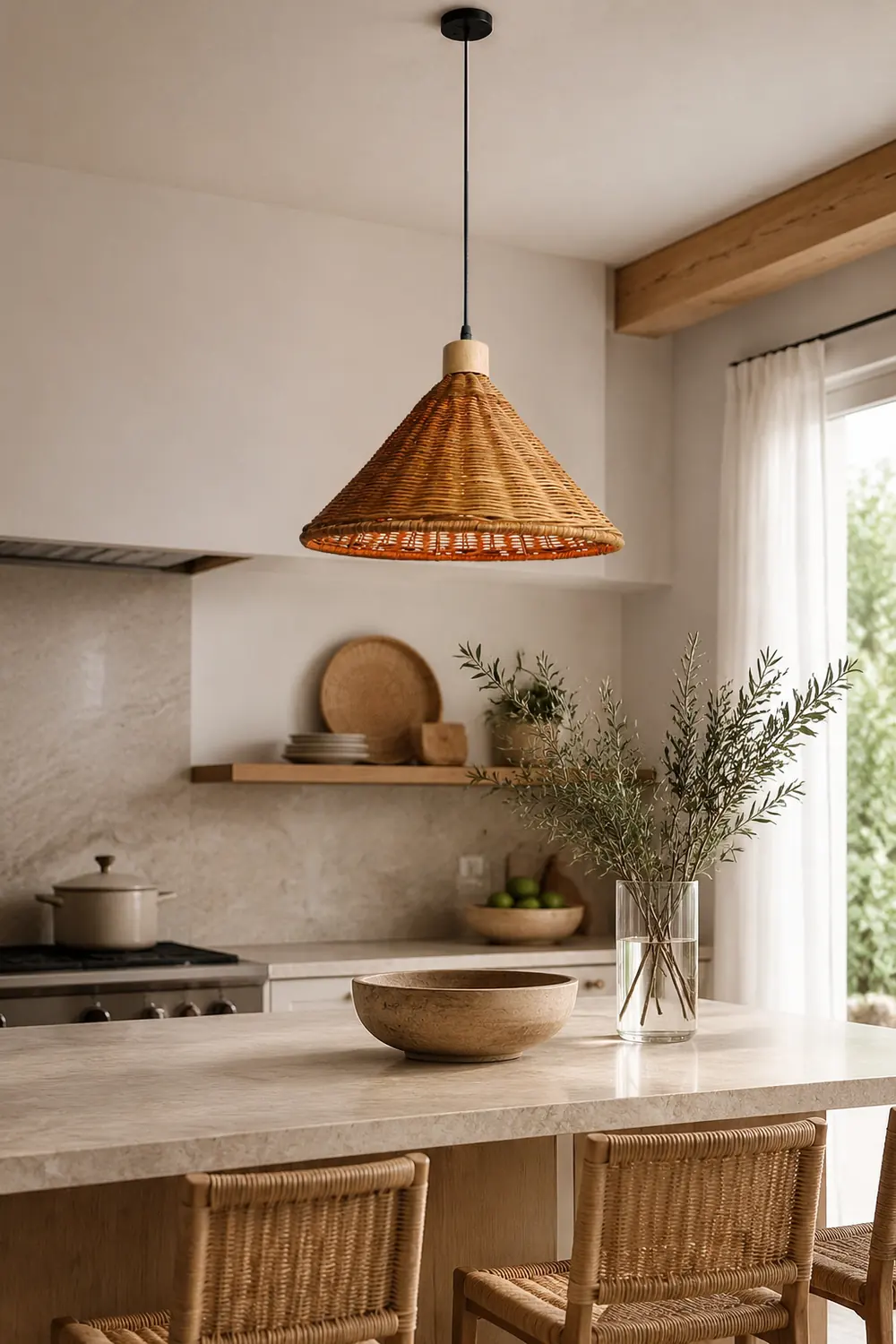 Brown Rattan Basket Pendant Lighting Fixture - Lumpaz