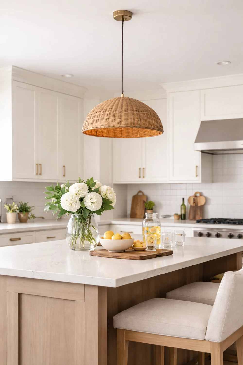 Retro Rattan Dome Pendant Light For Dining Room - Lumpaz