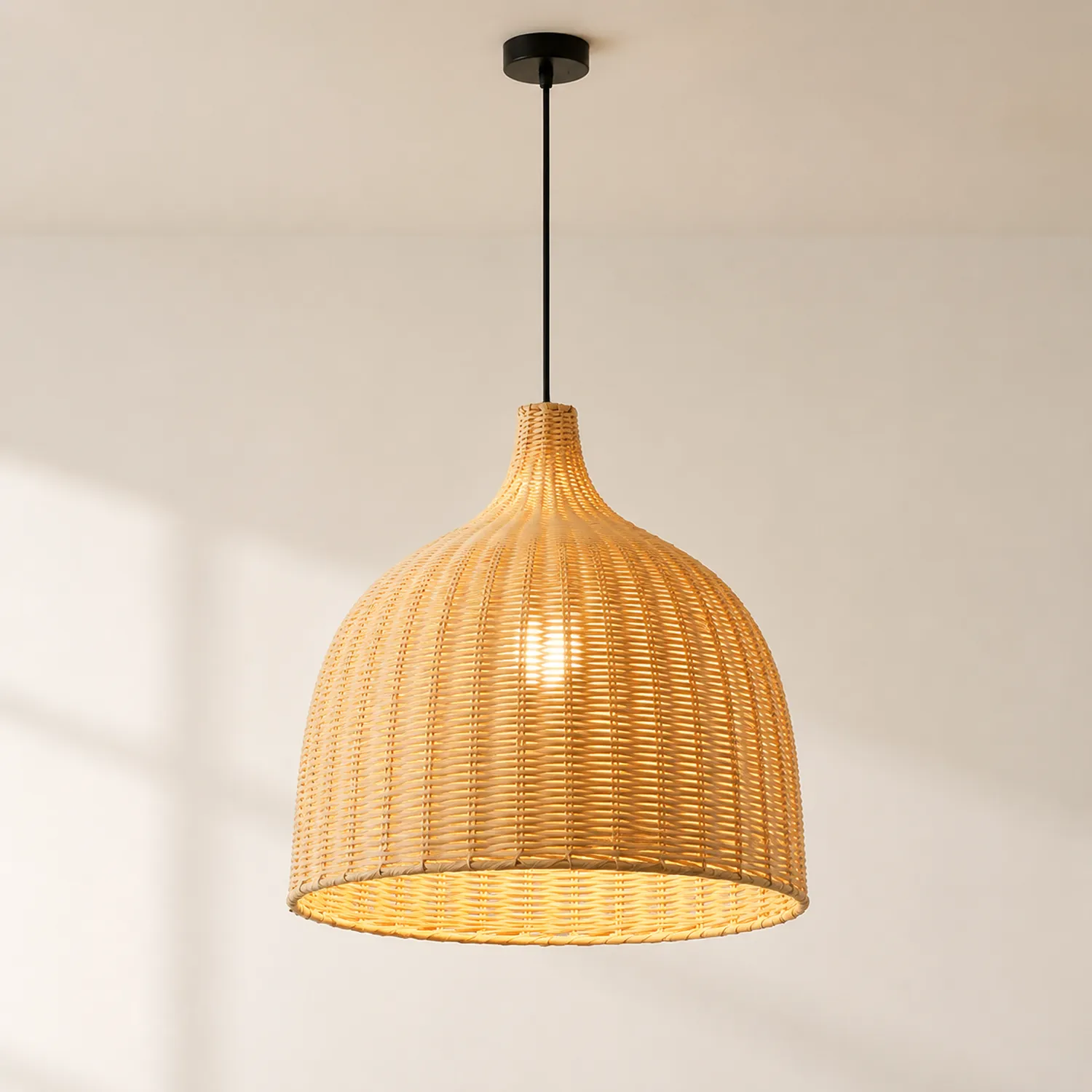 Bamboo Rattan Basket Pendant Light For Kitchen - Lumpaz