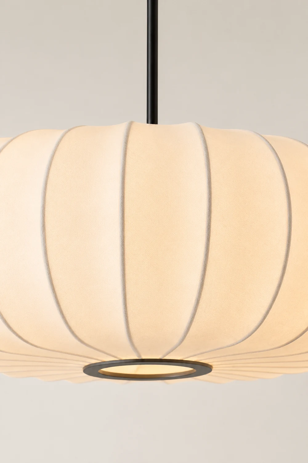 White Fabric Hanging Light Pumpkin Shape Pendant Light - Lumpaz
