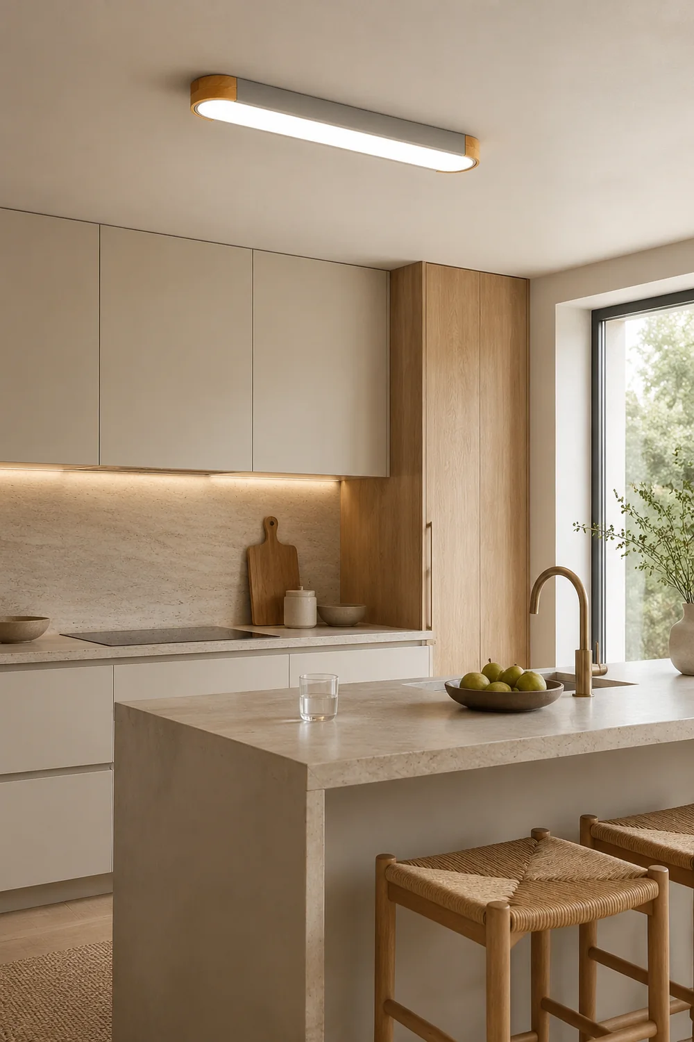 Morandi Einfache LED Deckenleuchte aus Holz für Wohnzimmer, Schlafzimmer - Lumpaz