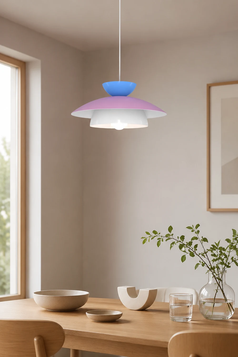 Modern Designer Style Round White Pendant Light - Lumpaz