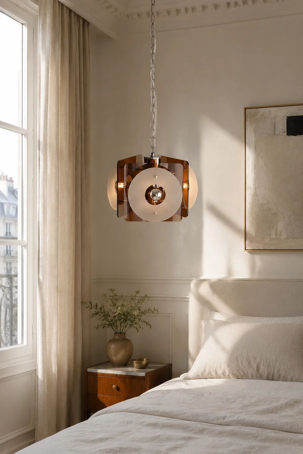 Middle Century Danish Deco Glass Hanging Lights - Lumpaz