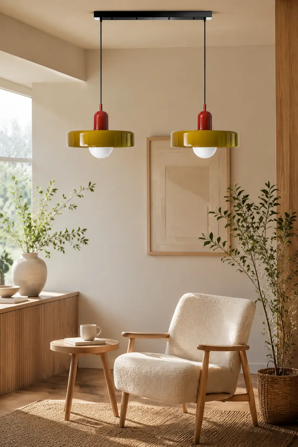 2 Heads Modern Bauhaus Glass Pendant Light - Lumpaz