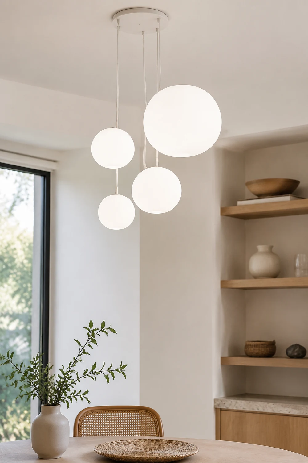 Modern Glass Hanging White Bubble Pendant Lights For Living Room - Lumpaz