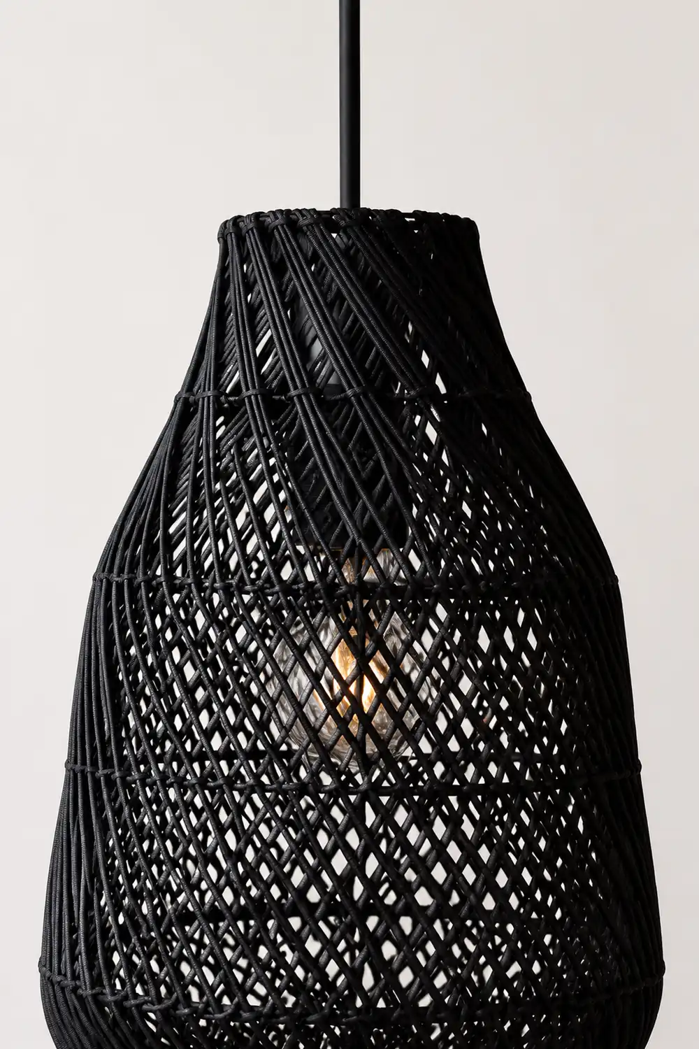 Classic Farmhouse Black Rattan Handwoven Pendant Light - Lumpaz