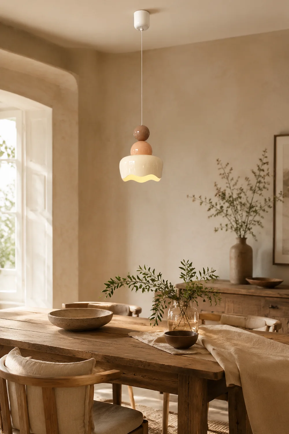 Cream Sunny Bedroom Bedside Pendant Lamp - Lumpaz
