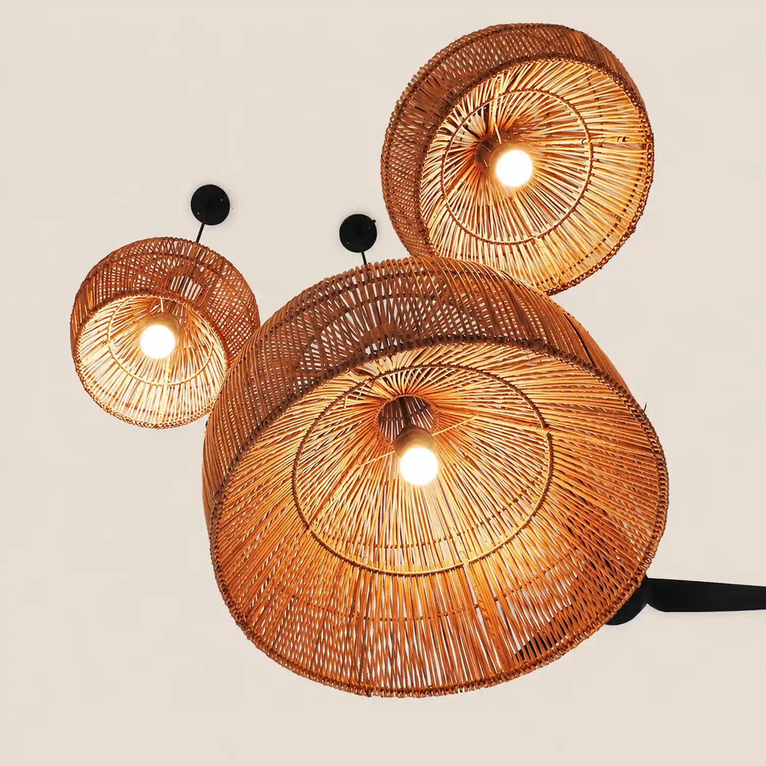 Boho Wicker Lamp Shades Handwoven Kitchen Island Pendant Light - Lumpaz