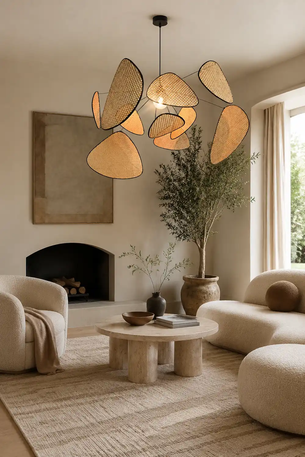 Modern Irregular Shape Rattan Kitchen Pendant Light - Lumpaz