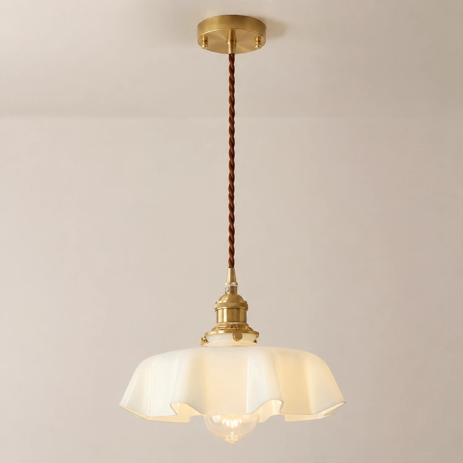 Modern Romantic Small Glass Ribbon Edge Pendant Light For Living Room - Lumpaz