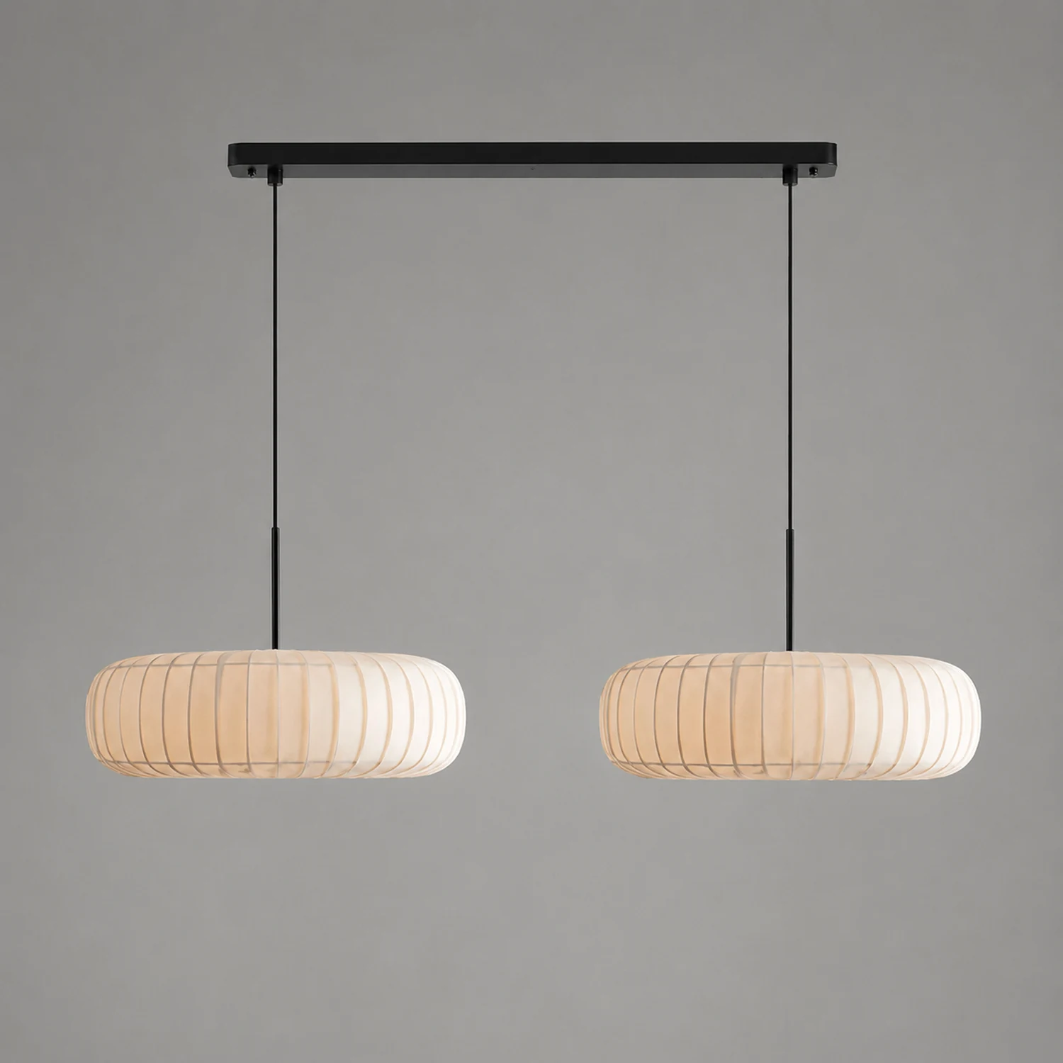 White Fabric Hanging Light Pumpkin Shape Pendant Light - Lumpaz