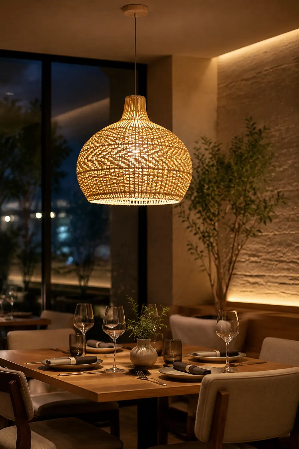 Modern Rattan Handwoven Pendant Light - Lumpaz