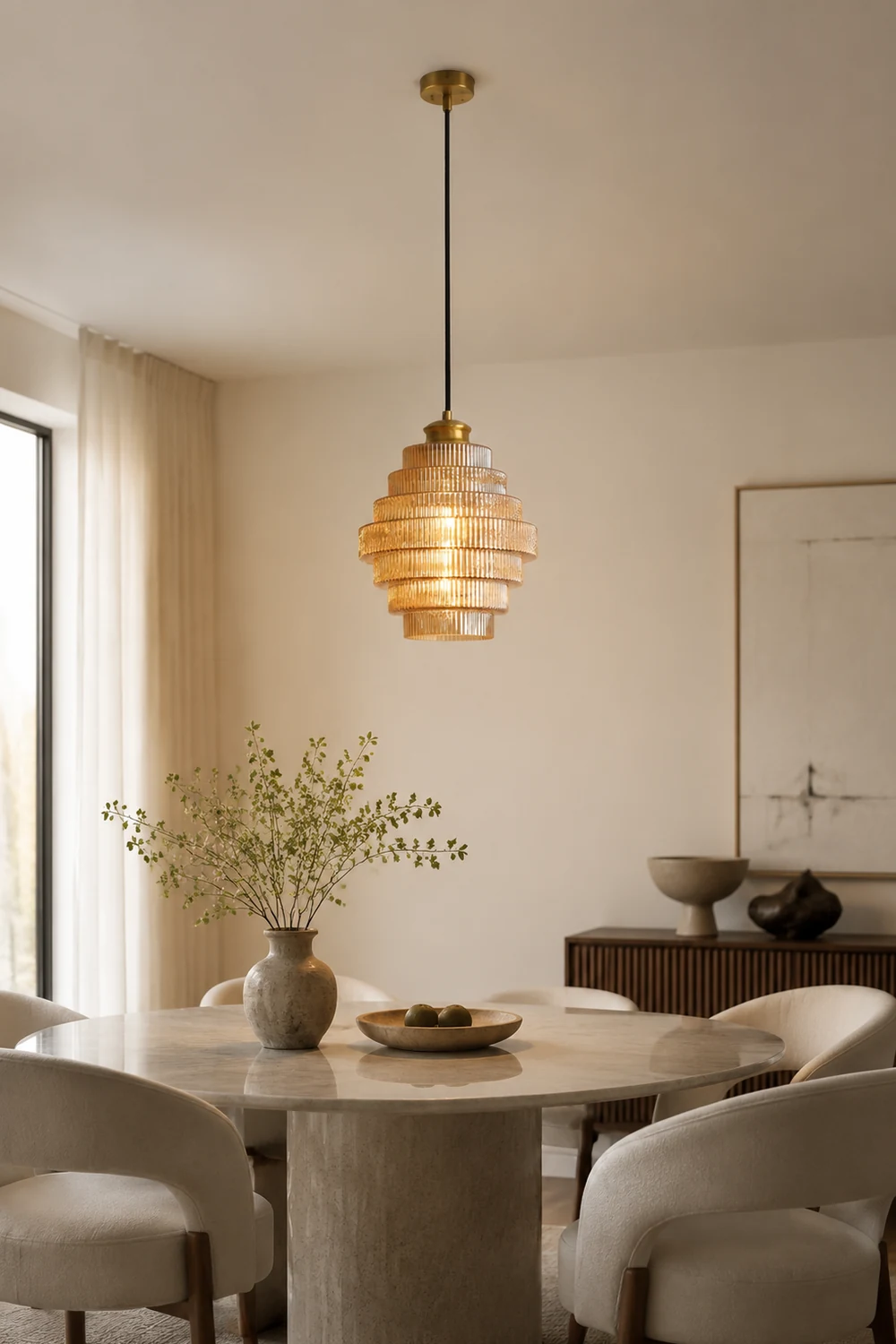 Bottle Shaped Brass Glass Pendant Light - Lumpaz