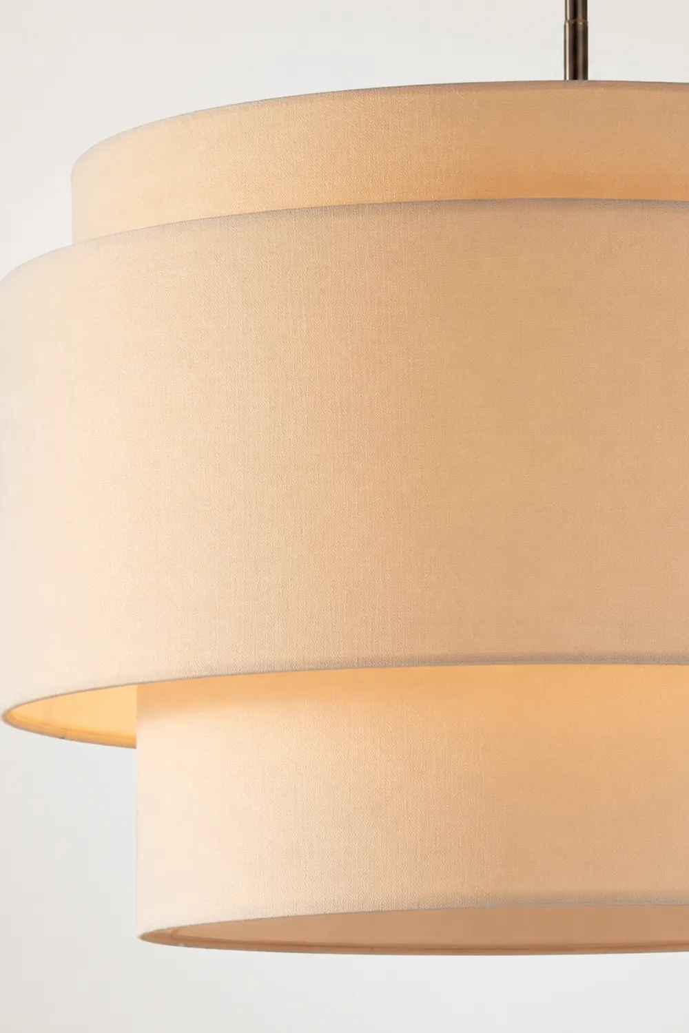 Beige Tiered Linen Drum Pendant Light - Lumpaz