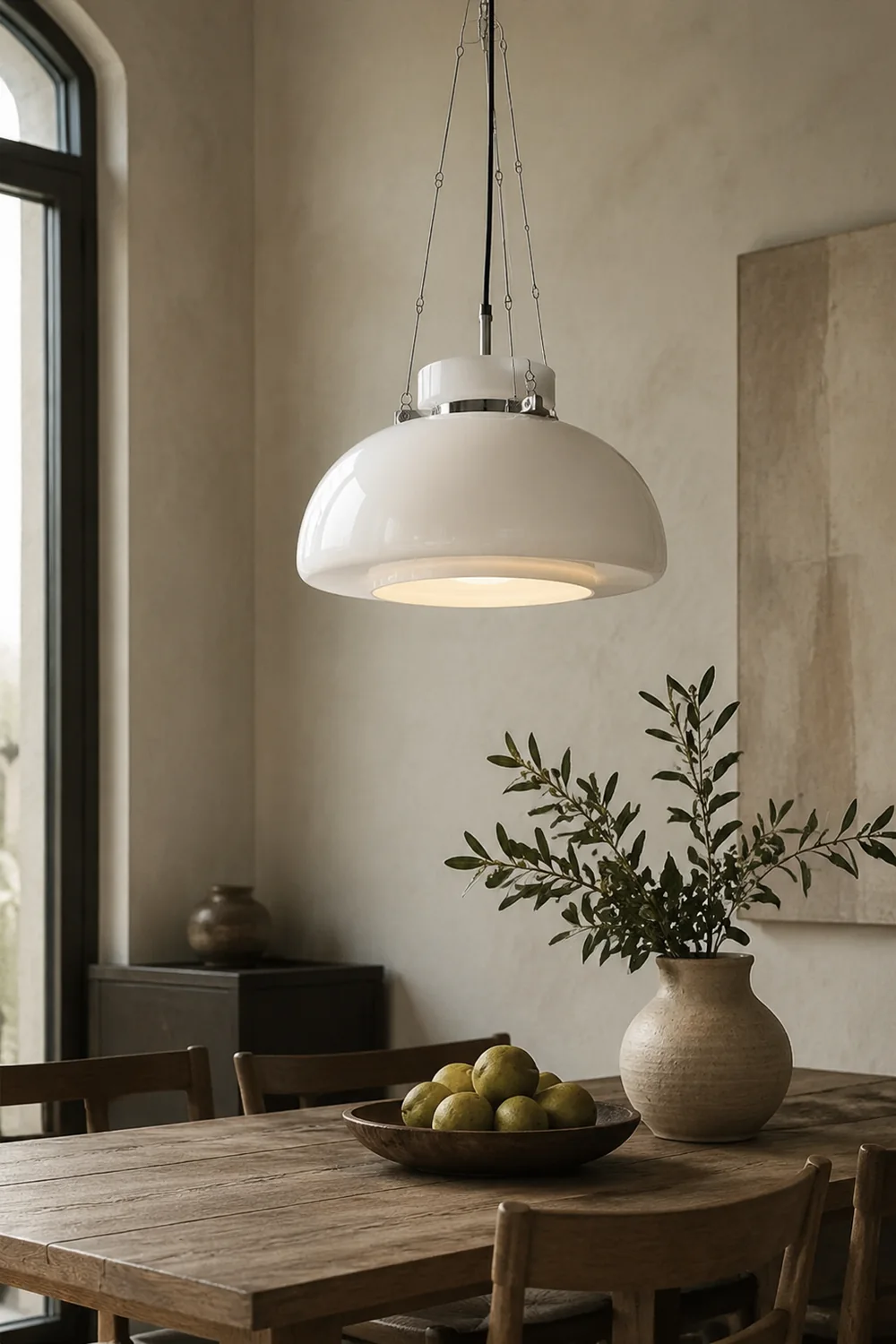Vintage Milk Dome Glass Pendant Light - Lumpaz