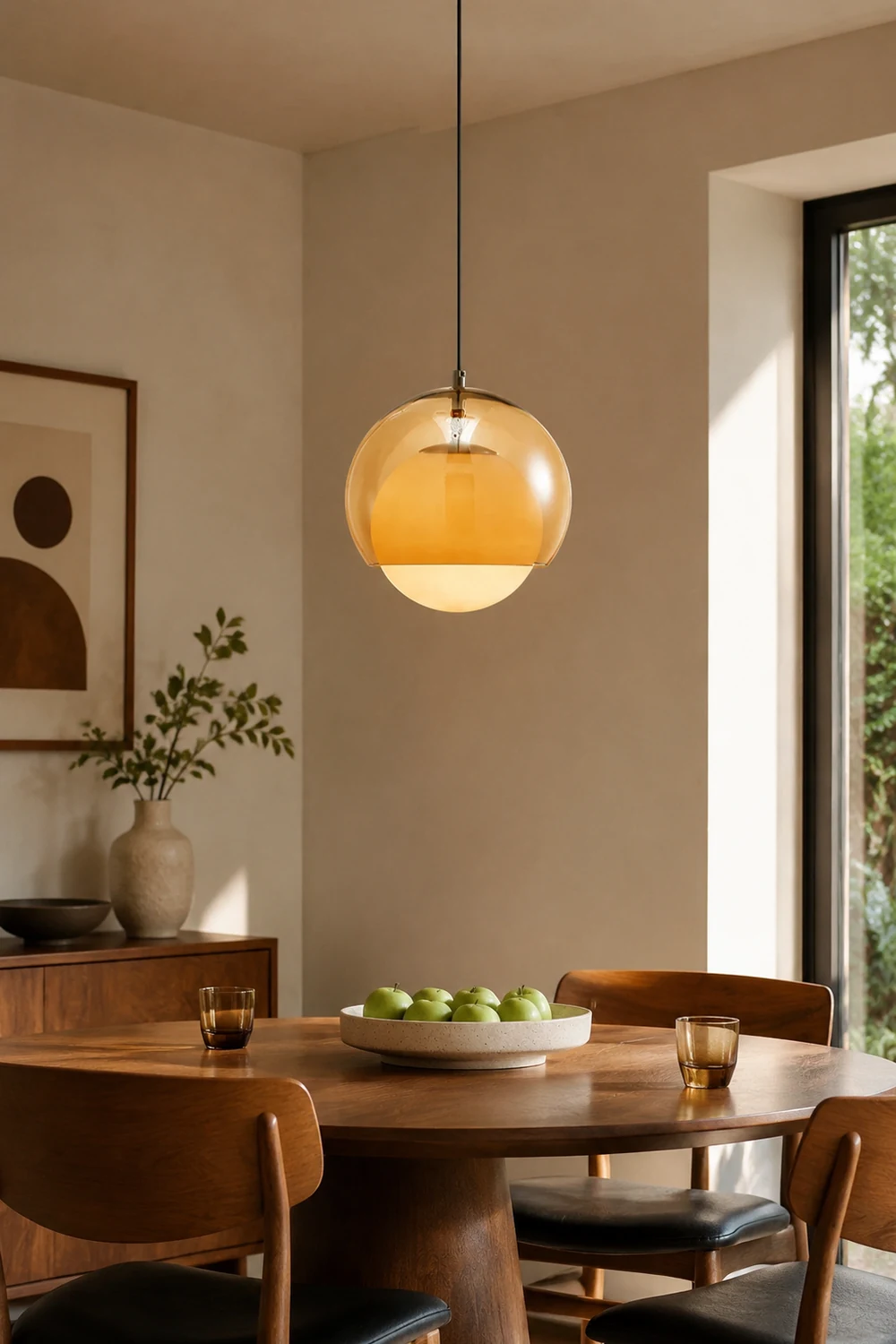 Vintage Orange Bauhaus Glass Pendant Light - Lumpaz