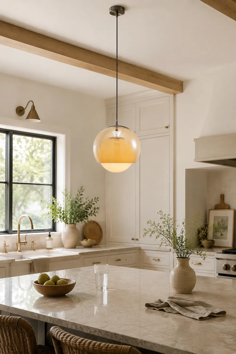 Vintage Orange Bauhaus Glass Pendant Light - Lumpaz