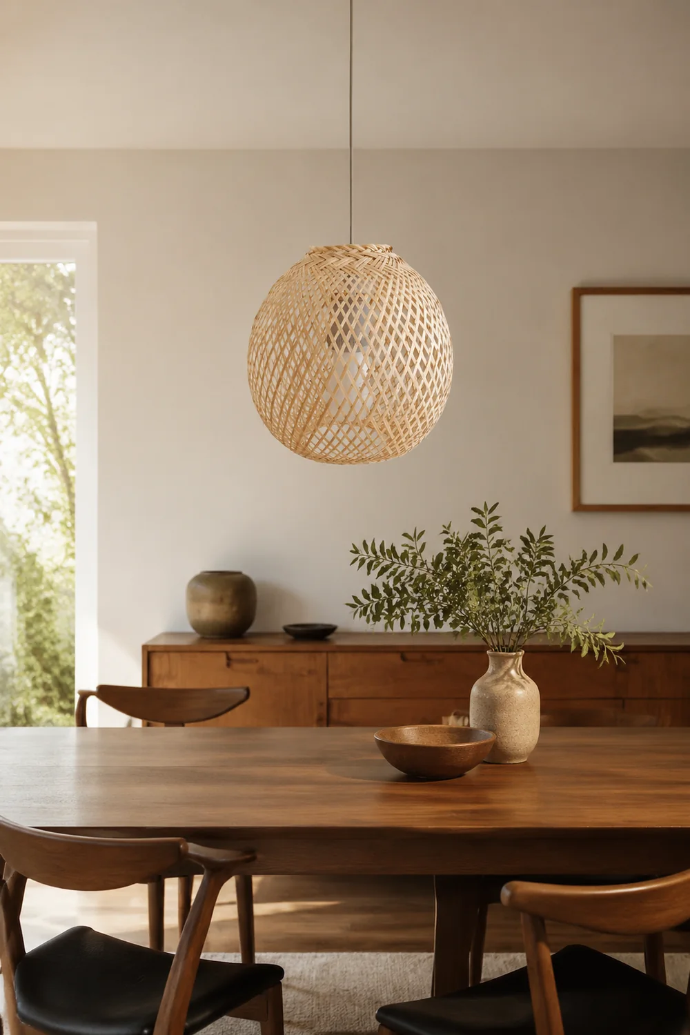 Round Modern Basket Pendant Light For Living Room - Lumpaz