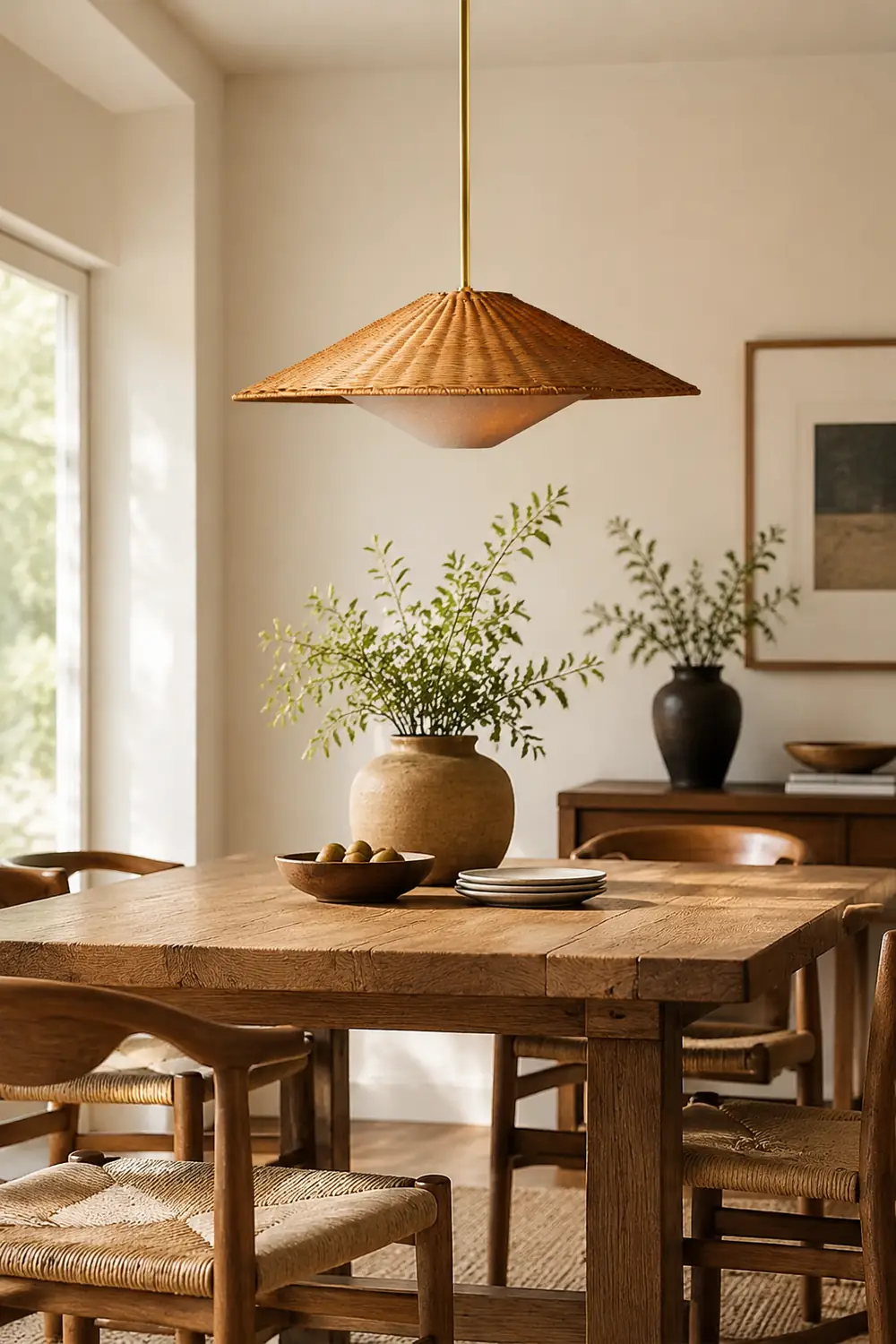 Retro Rattan Handwoven Zen Pendant Light - Lumpaz