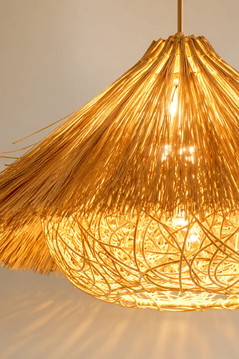 Muto Boho Handgeflochtene Pendelleuchte aus Rattan für Esszimmer - Lumpaz