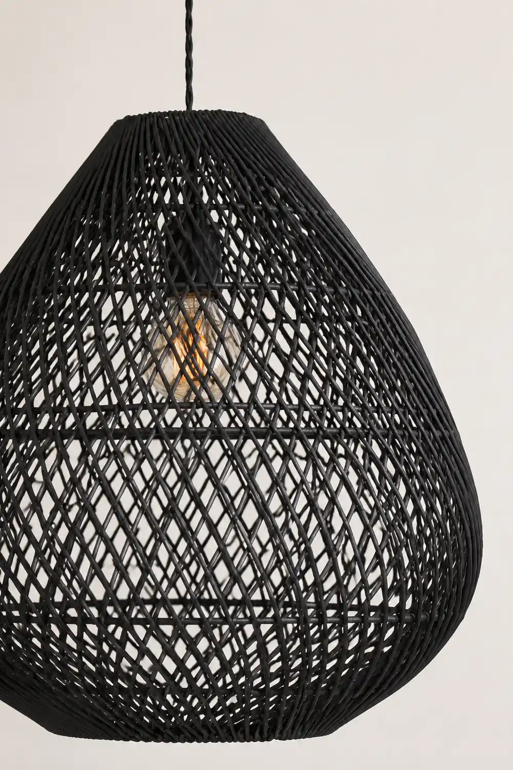 Boho Rattan Handwoven Black Pendant Light - Lumpaz