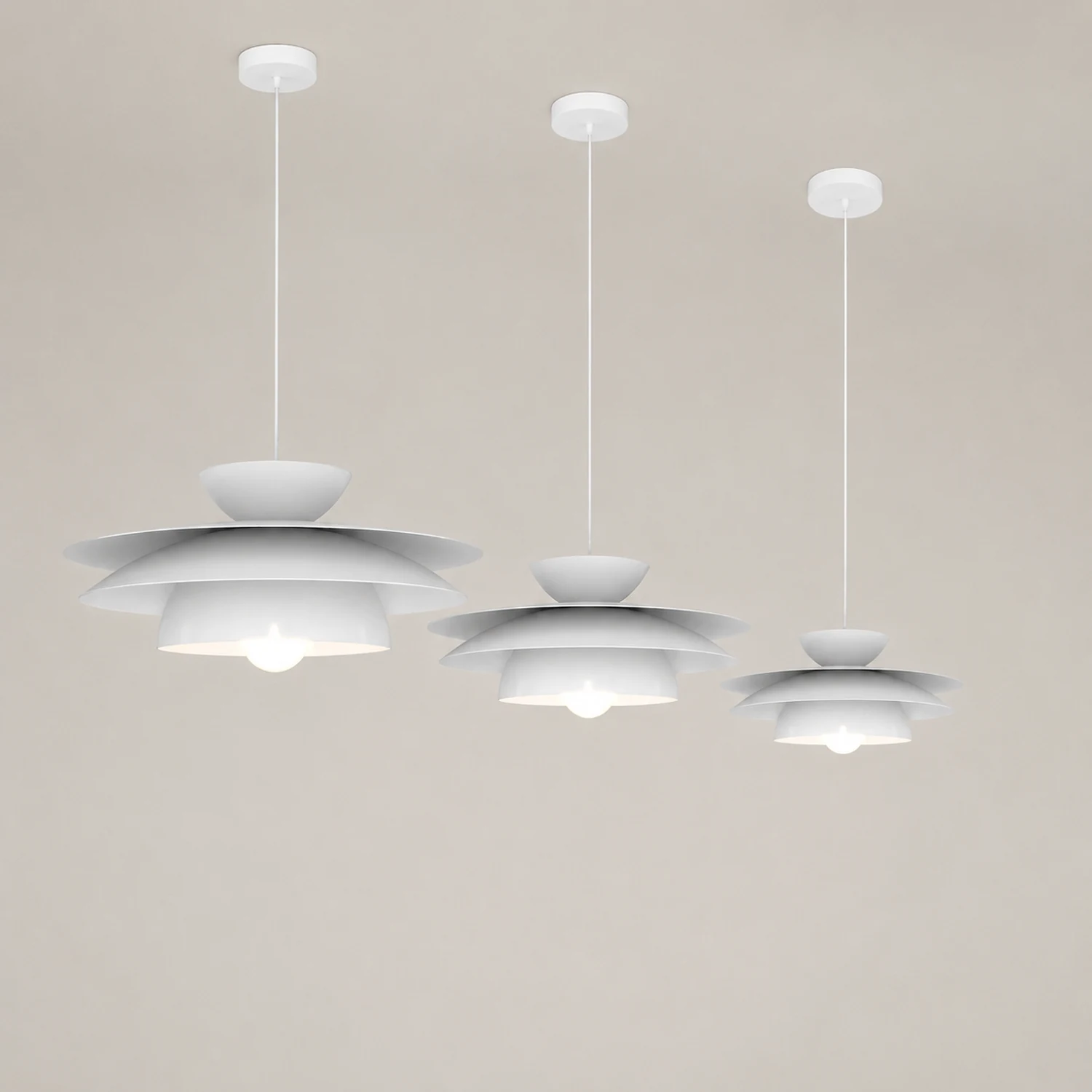 Modern Designer Style Round White Pendant Light - Lumpaz