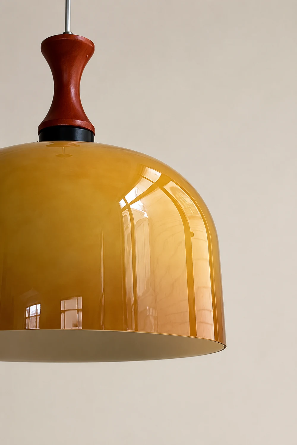 Vintage 1-Light Retro Glass Flat Ball Pendant Fixture - Lumpaz
