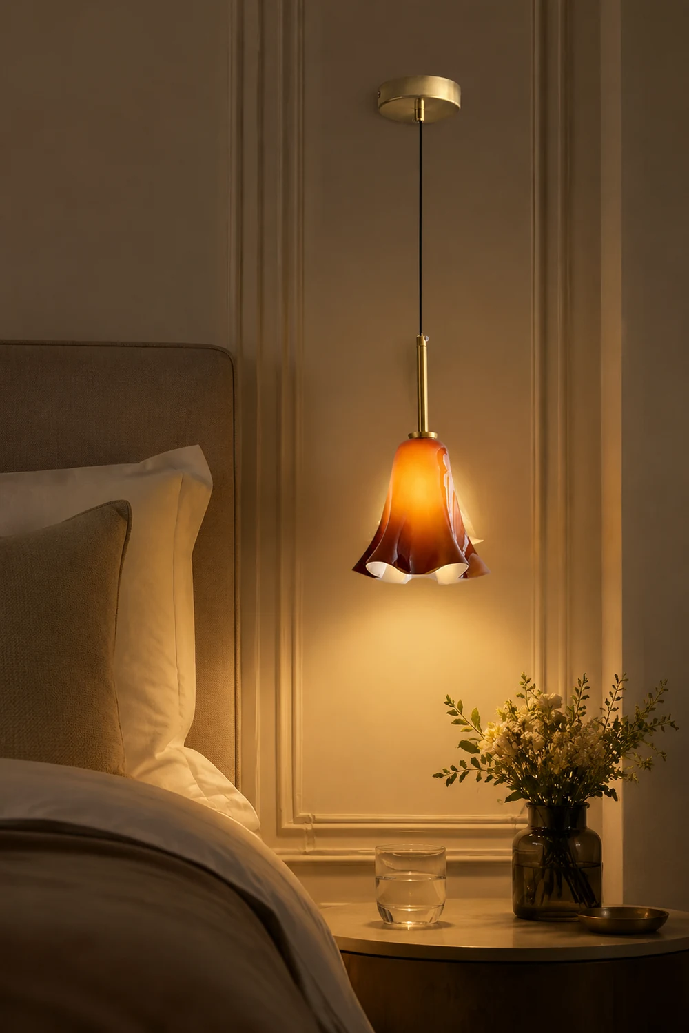 Vintage Glass Pendant Light For Bedroom - Lumpaz