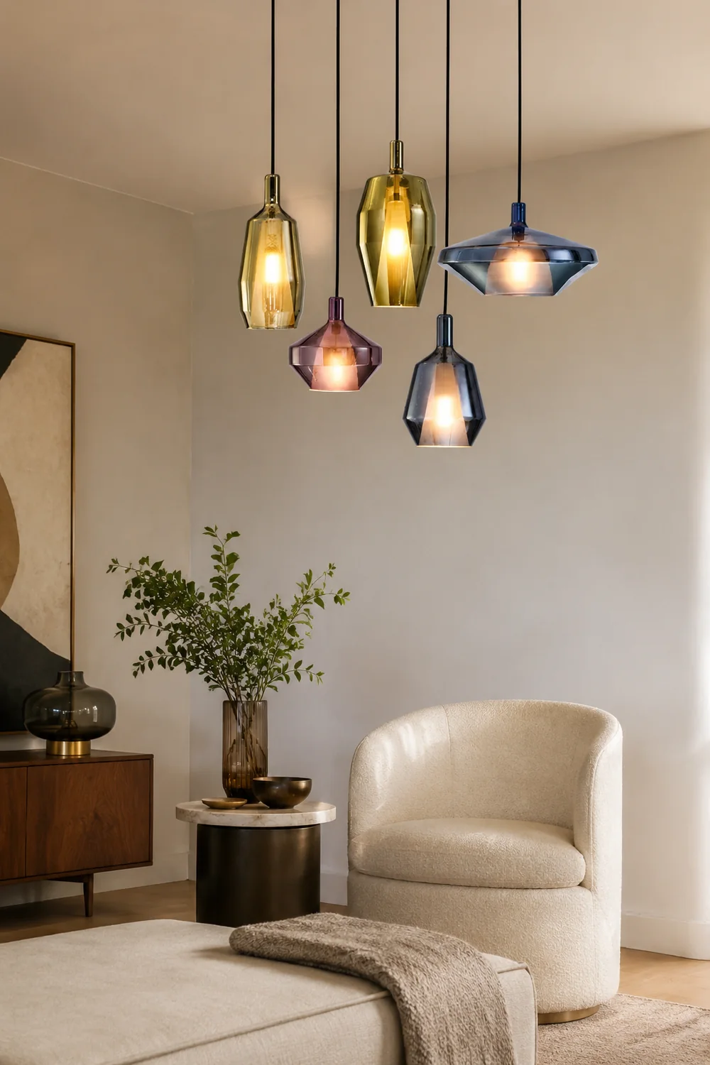 Modern Multicolored Glass Pendant Lamp for Dining - Lumpaz