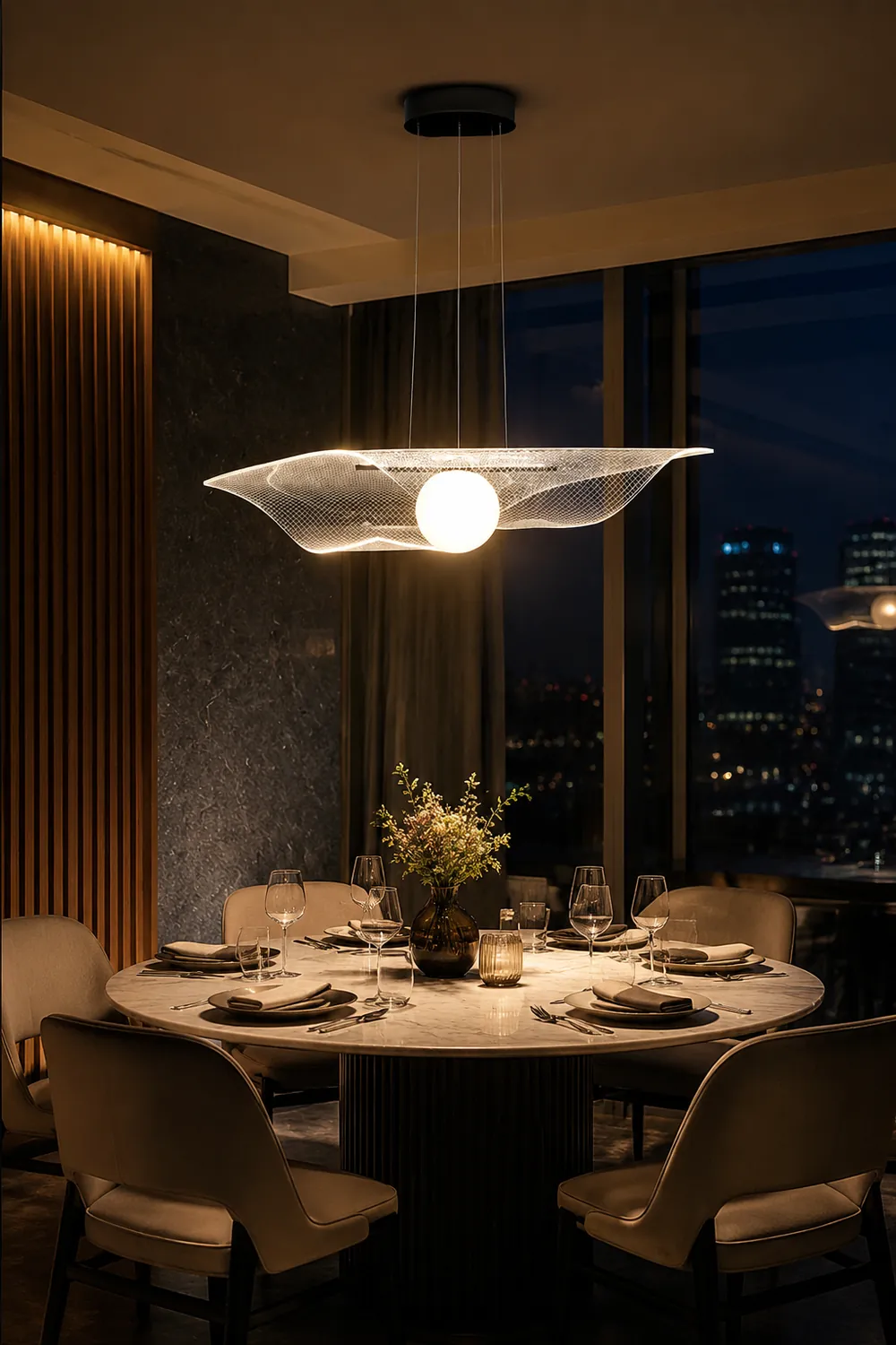 Modern Hat Shape Transparent Acrylic Pendant Light - Lumpaz