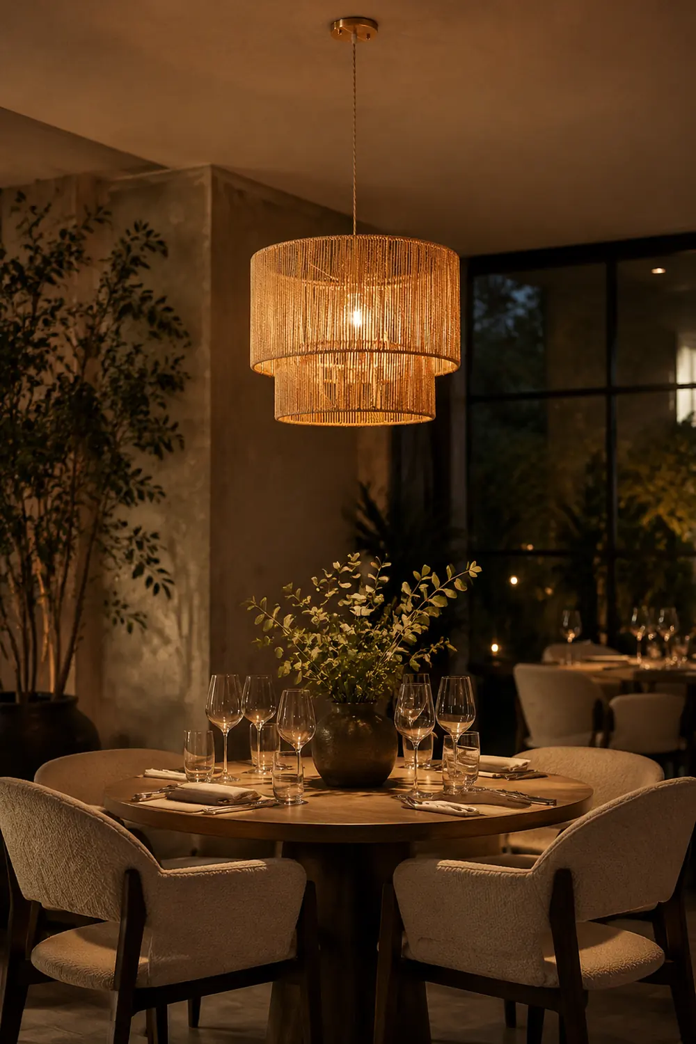Retro Rope Woven Dining Room Pendant Light - Lumpaz
