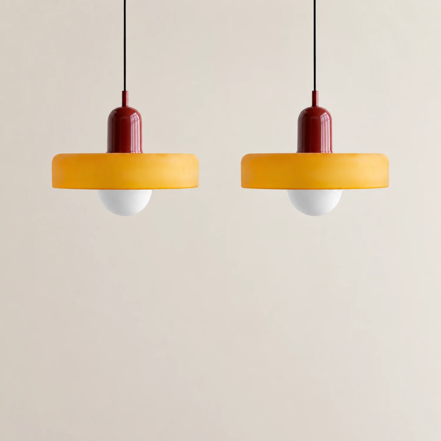 2 Heads Modern Bauhaus Glass Pendant Light - Lumpaz