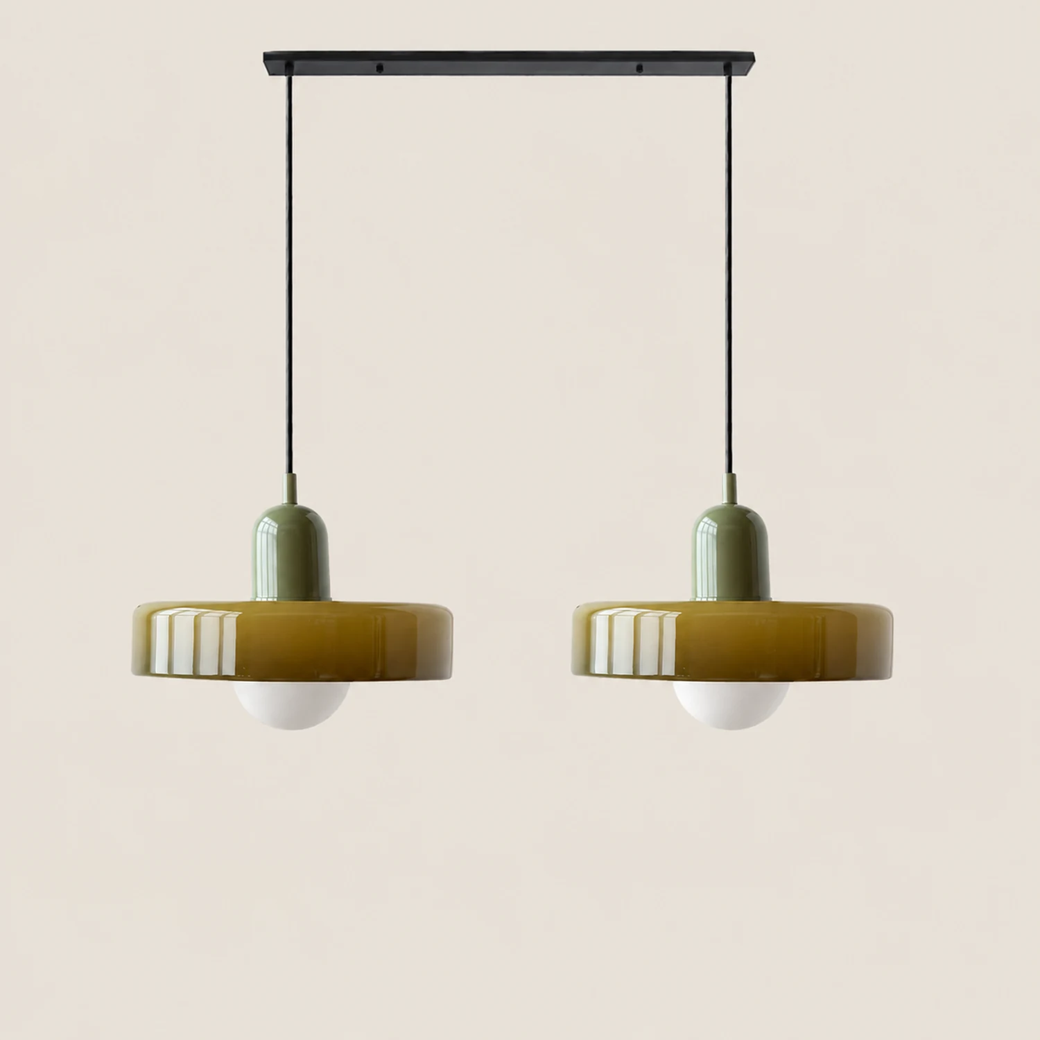 2 Heads Modern Bauhaus Glass Pendant Light - Lumpaz