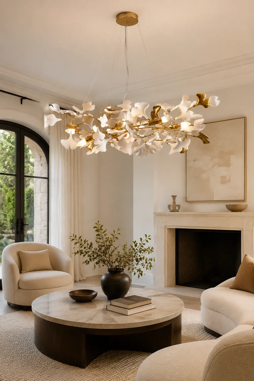 Ophelia Kronleuchter Art Déco-Designs für Foyer, Ginkoblätter Kronleuchter - Lumpaz