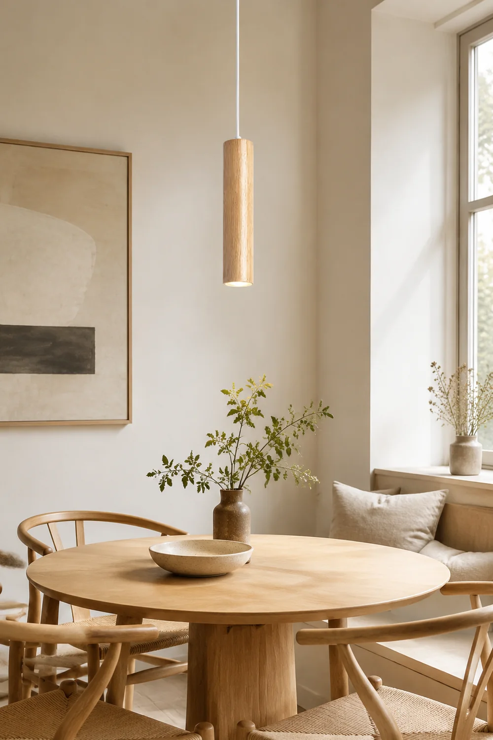 Moderne Einfache LED Pendelleuchte aus Holz für Esszimmer, Restaurant - Lumpaz