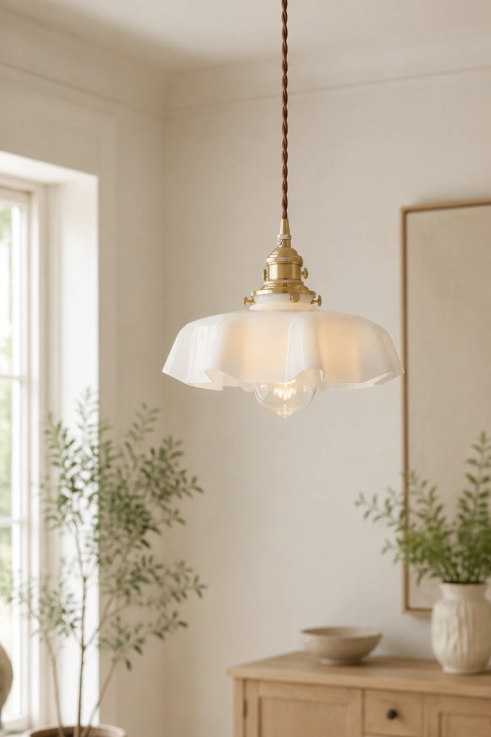 Modern Romantic Small Glass Ribbon Edge Pendant Light For Living Room - Lumpaz