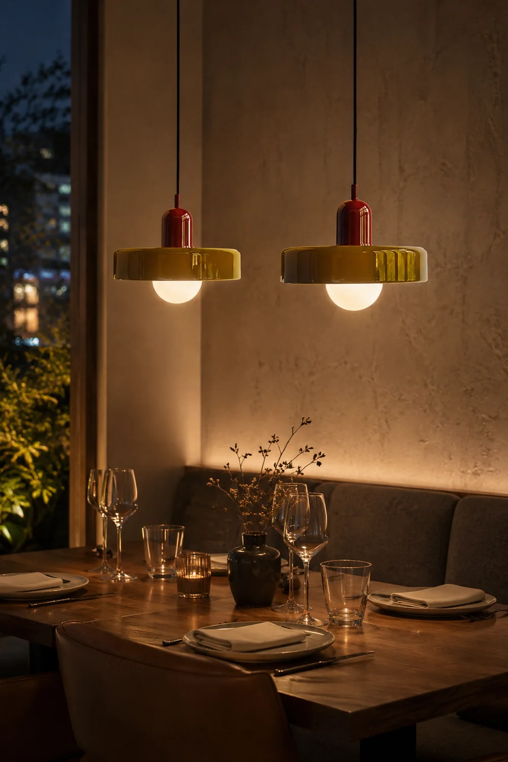 2 Heads Modern Bauhaus Glass Pendant Light - Lumpaz