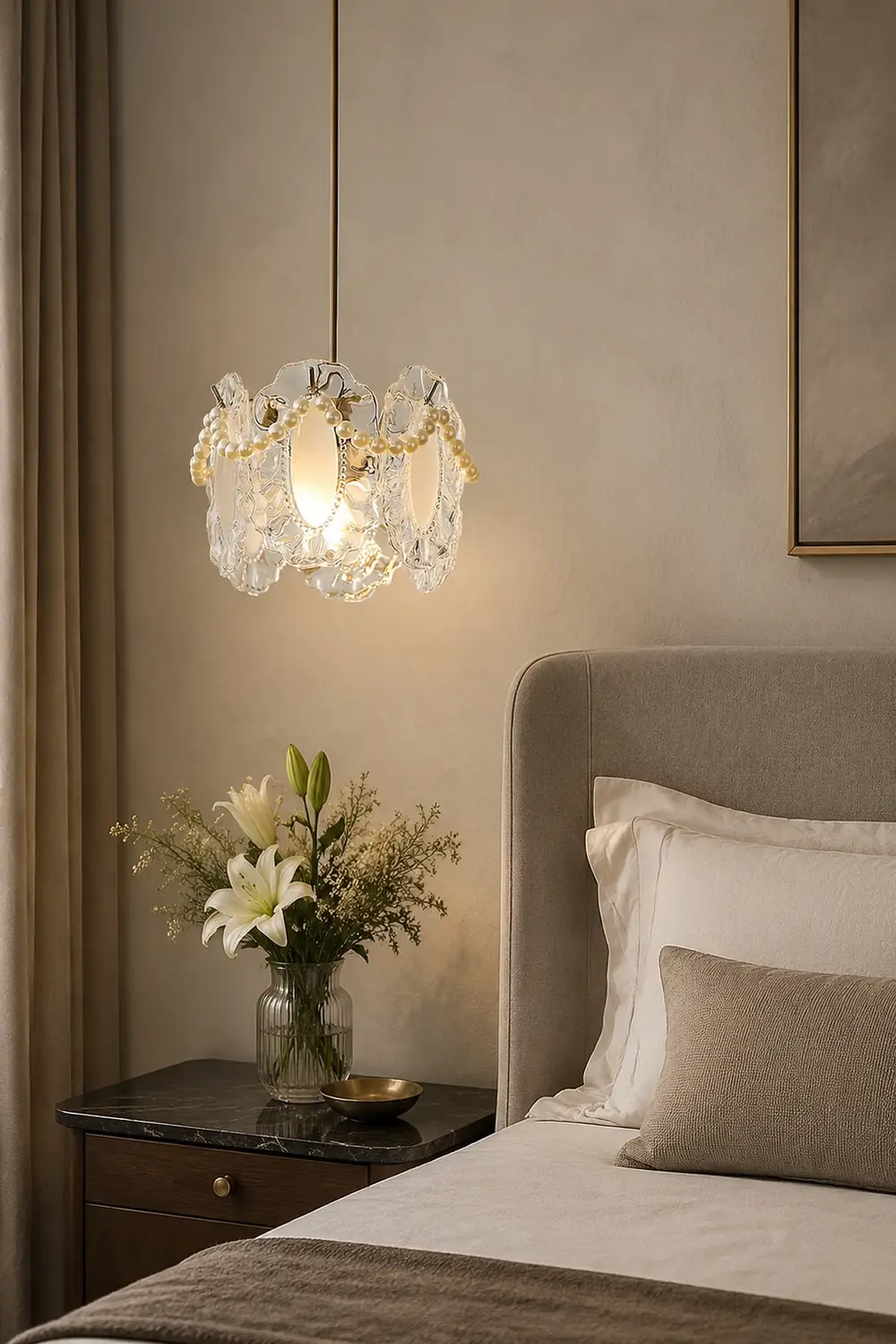 Elegant Floral Glass Pendant Lamp Pendant Light - Lumpaz