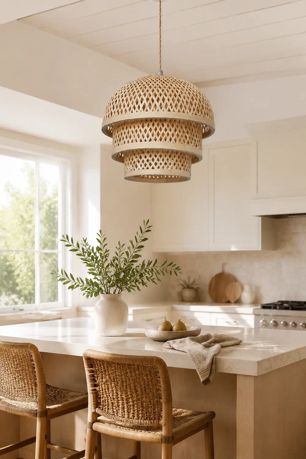 Bamboo Natural Basket Island Pendant Light - Lumpaz