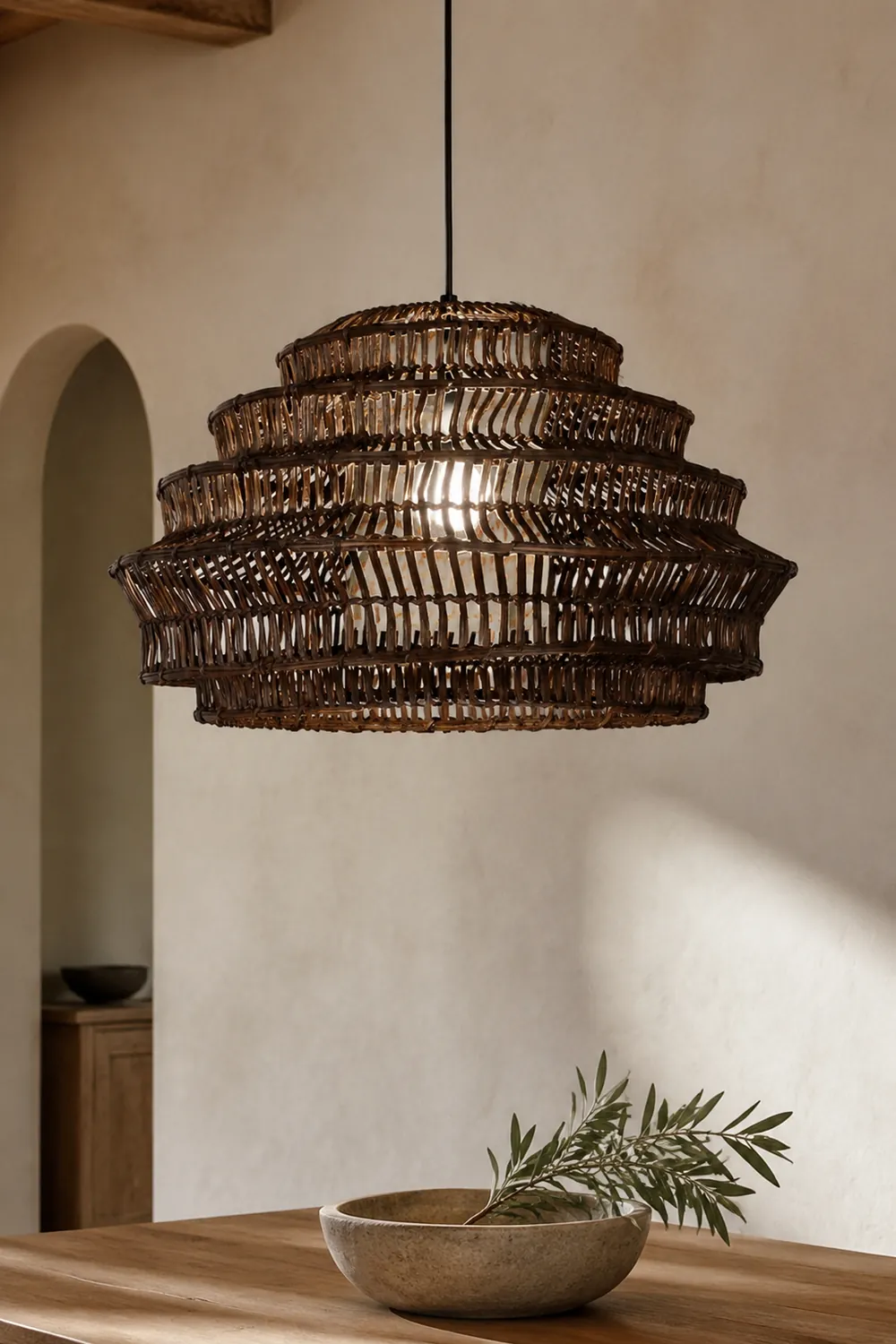 Modern Rattan Cage Pendant Light - Lumpaz