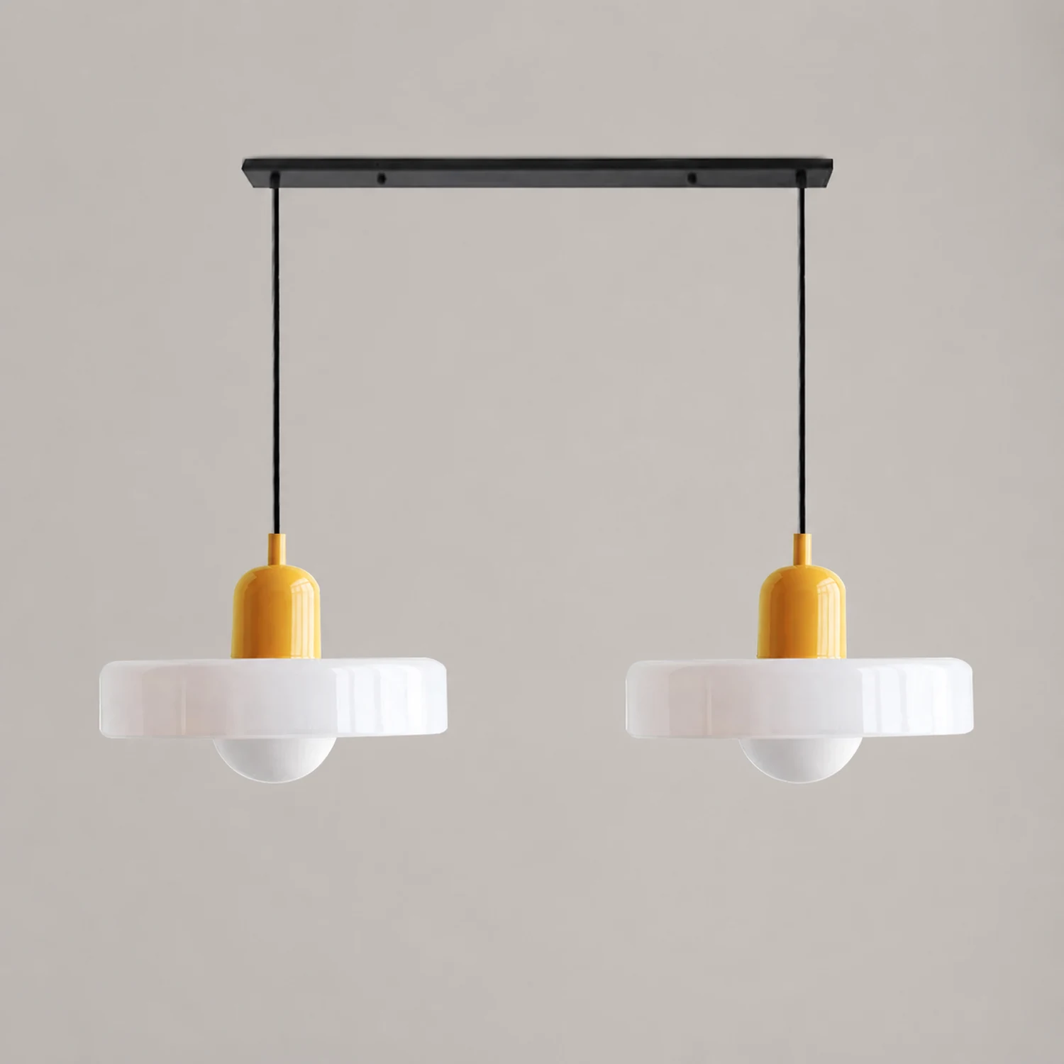 2 Heads Modern Bauhaus Glass Pendant Light - Lumpaz